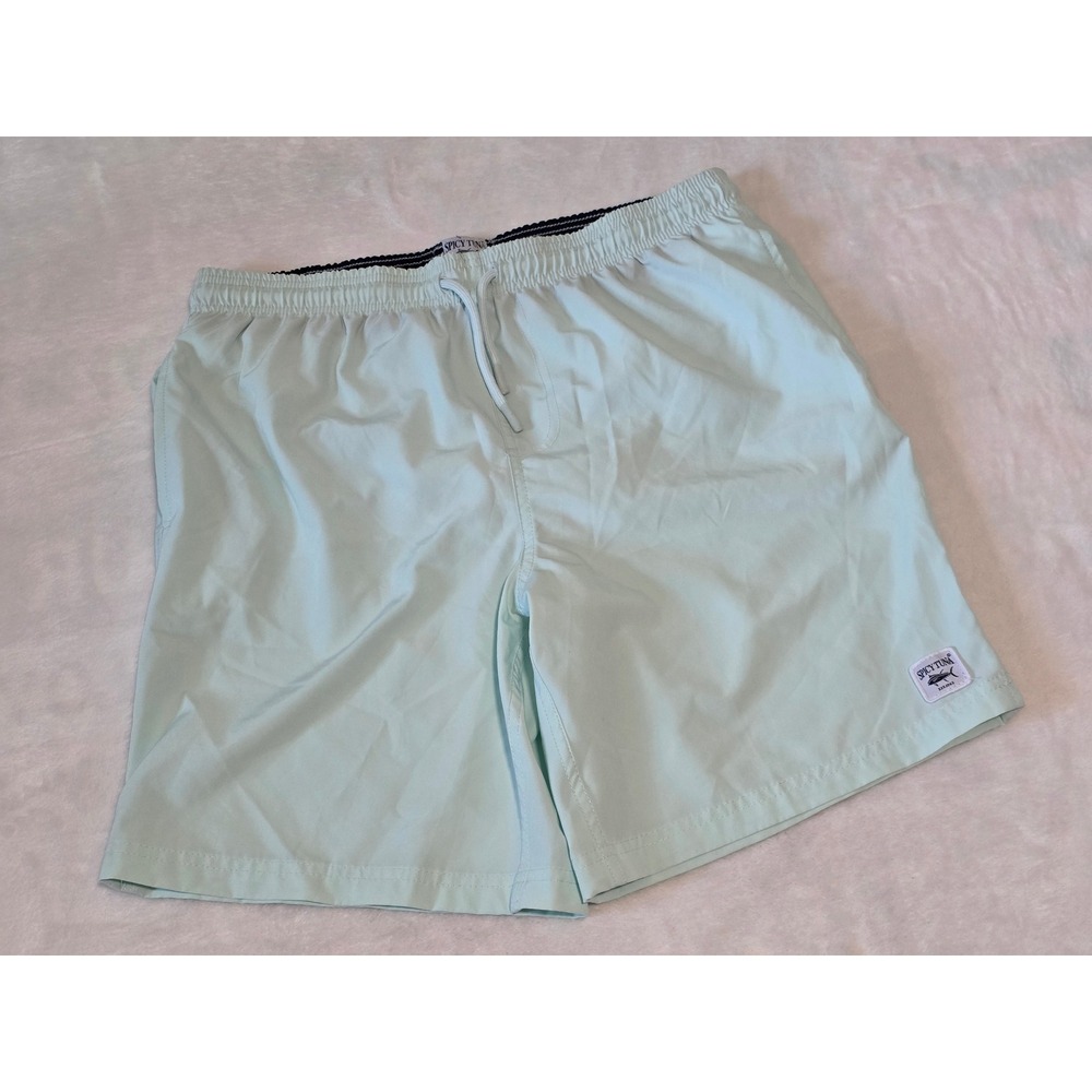 Spicy Tuna Mens Mint Green Swim Trunks Mesh Lined Board Shorts Size Large